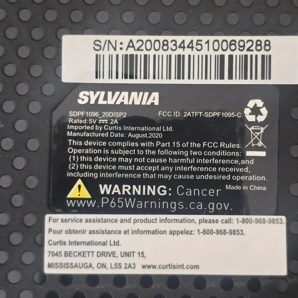 Sylvania 10.1 WiFi Digital Photo Frame IPS Touchscreen Black SDPF1096_20DISP2